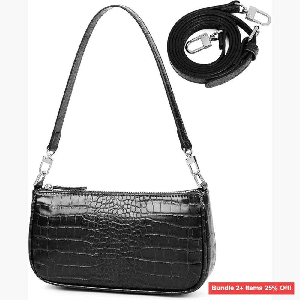 Small Shoulder Bag Mini Purse Crossbody Clutch Detachable Strap Faux Leather
